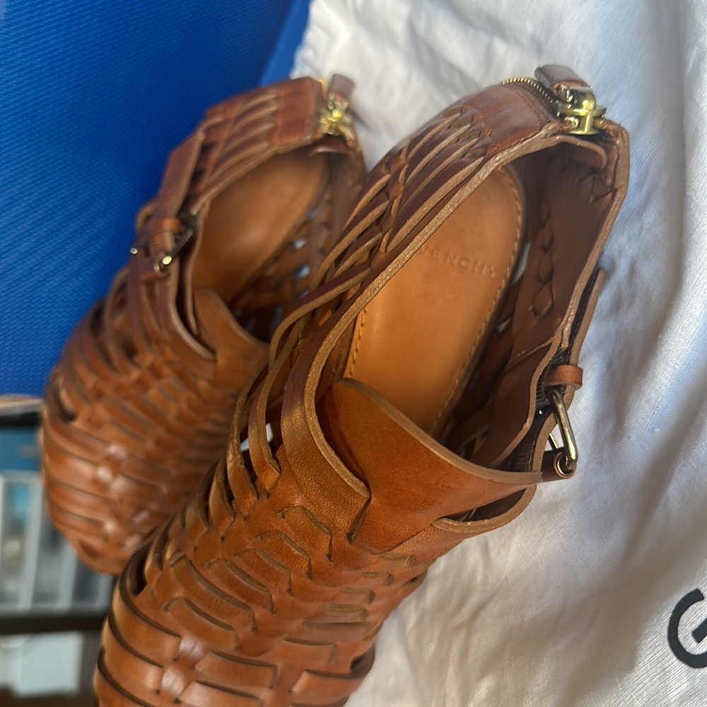 Givenchy Brown Corinne Woven Leather Wedge Heels - Picture 5 of 6